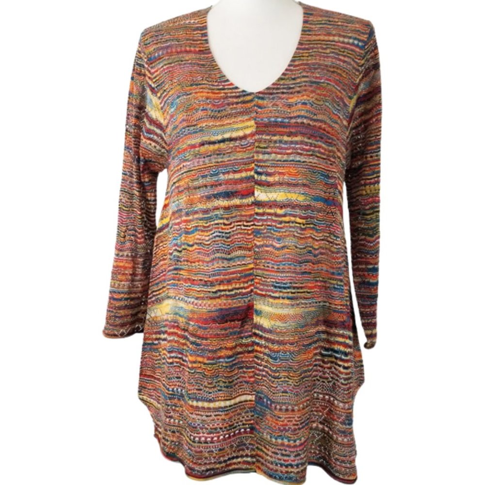 JOHN PAUL RICHARD Colorful Acrylic Knit Blouse Women's XL